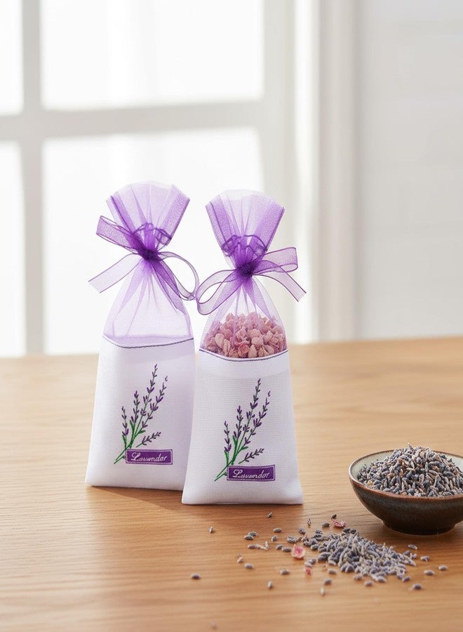 أكياس معطرة فارغة برائحة الخزامى، عبوة من 25 كيسًا، شرائط شاش بنفسجية، أكياس هدايا من شاش الأورجانزا، أكياس للخزامى والتوابل (بنفسجي فاتح) - Image 4